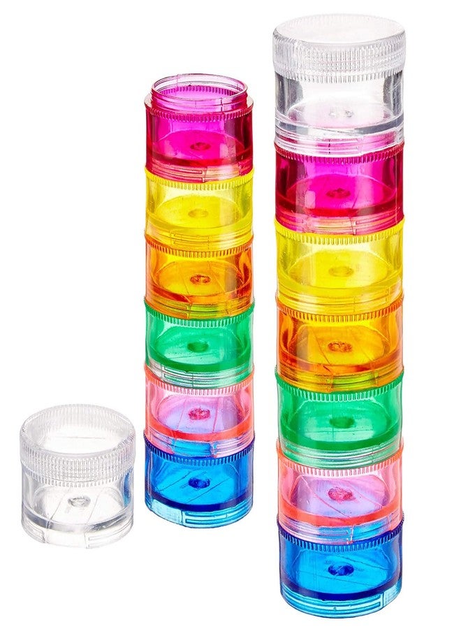 Deke Home - Stackable Pill Organizer (2 Pack), 7 Day Weekly Pill Box Tower with Twist Lock Compartments, BPA-Free, Travel Medicine Holder & Vitamin Dispenser, Compact & Portable Case, Rainbow Colored - Image 1